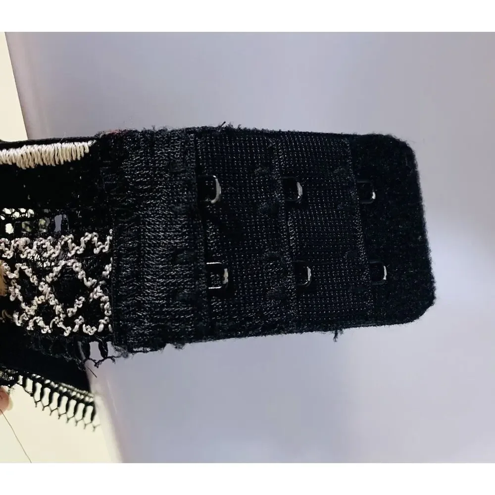 Rene Rofa Bra Underwire Padded 34B Black Beige Floral Lace Pushup Sexy Used - Picture 8 of 12